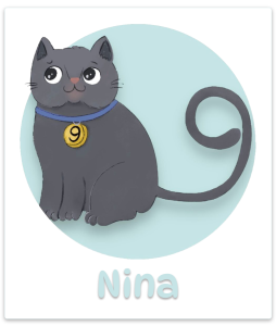 Nina the number 9 cat from TT Forest Adventure, catching 9 fish at once with her curled number 9 tail
