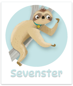 Sevenster, the calm sloth from TT Forest Adventure, with seven-shaped claws that represent the number 7