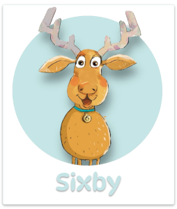 Sixby, the gentle deer from TT Forest Adventure, with six proud antlers shaped like the number 6